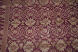 100 yrs Old Brocade Damask Woman Songket  Sari Textile Burgundy with Metallic Gold Threads Wedding Lotus & Stupa Motif belonging to Nobility royalty Hand woven with Handspun Silk  52"x 32" (SG37) from Klugkung Bali