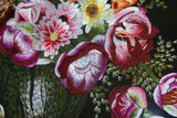 From Hmong Hill Tribe Talented Artist   29,5" x 24" Unique Detailed Silk Embroidery of Flower Bouquet Peonies, daisies in vase: Museum Art Tapestry Masterpiece in Hand Painted Signed Frame DFH1 Wall Art Décor Designer Collector Detailed