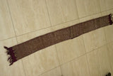 Old Ceremonial Balinese hand woven textile Antique Burgundy Setagen Brocade damask Ceremonial Songket Runner Belt  Embroidery with Metallic Gold Threads 48" x 4" (SG33) Collected in Klunkung Regency, Bali & belonging to Nobility royalty