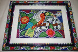 Kuna Indian Folk Art Mola Blouse Panel from San Blas Islands, Panama. Hand stitched Applique: Mirror Image Peace Dove Birds 16.5" x 12.75" (99B)