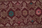 Old Superb Ceremonial Balinese hand woven textile Antique Burgundy Ceremonial Songket Brocade damask Embroidery with Metallic Gold Threads 51" x 8.25" (SG24) Collected in Negara, Bali & belonging to Nobility royalty 70 years old