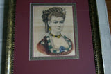 19th century original antique 1860 Original Authentic Currier & Ives Huge Folio Lithograph Lady’s Portrait: Julia 27 1/4" X 23" professionally framed in signed hand painted frame and triple matted, one mat is hand painted as well