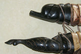 CHOICE BETWEEN 2 Vintage Timor Ethnic Authentic Tribal Lime Containers (used during Betel Habit): Hand Carved Buffalo Bone receptacles with hand etched Scrimshaw motifs, Hand Carved Ebony Wood Lids, Fish & Turtle motifs: BN18A & BN18B