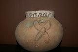 Rare 1980's Vintage Collectible Primitive Hand Crafted Vermasse Terracotta Pottery, Vessel from East Timor Island, Indonesia: 3D Raised Relief Gecko Motifs  & Decorative Geometrics colored with natural earthtone pigments 8.5" x 7" (25" Diameter) P38