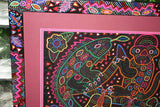 Kuna Indian Folk Art Mola Blouse Panel Applique from San Blas Islands, Panama. Hand stitched Textile Applique: People's Harvest, Eating Fruit 18" x 13.25" (33B)