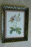 SIGNED UNIQUE DETAILED ARTIST HAND PAINTED FRAME MATTED REDOUTE PRINT ROSES RE1