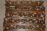 UNIQUE INTRICATELY HAND CARVED ORNATE WOOD HANGER 30” LONG (ROD, RACK) USED TO DISPLAY RARE OR PRECIOUS TEXTILES ON THE WALL, SUPERB BAS RELIEF CHOICE BETWEEN 3 LACY FOLIAGE & VINES MOTIFS EACH ALSO WITH HORSE, MARSUPIAN OR BIRD MOTIF ITEM 340, 341 OR 342