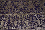 Old Superb Ceremonial Balinese hand woven textile Antique Brocade damask Wedding Songket. Deep Purple Embroidery with Metallic Gold Threads 47" x 22" (SG36) Collected in Klunkung Regency, Bali & belonging to Nobility royalty