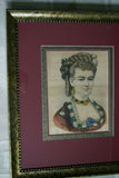 19th century original antique 1860 Original Authentic Currier & Ives Huge Folio Lithograph Lady’s Portrait: Julia 27 1/4" X 23" professionally framed in signed hand painted frame and triple matted, one mat is hand painted as well
