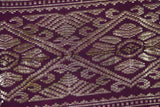 Old Ceremonial Balinese Brocade Damask Wedding Songket Belt.  Burgundy Red Textile cloth Embroidered with Metallic Gold Threads 60" x 9" (SG23) Collected in Klunkung Regency, Bali & belonging to Nobility royalty