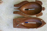 2 STUNNING HUGE (17” LONG) HAND CARVED ROSEWOOD MUSEUM MASTERPIECES PLATTER DISH BOWLS  ONE IS A FISH SCULPTURE & OTHER A MARINE TURTLE  BY RENOWNED TRIBAL SCULPTOR TROBRIAND ISLANDS MELANESIA SOUTH PACIFIC COLLECTOR DESIGN 2A140 & 2A213