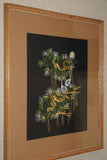 Huge Hmong Tribe Colorful Artwork Embroidery Needlework Original Museum Masterpiece of trees & Cranes DFH29 Hand stitched by Talented Artist  Custom Matted & Framed Wall Art Home Décor Designer Collector Unique 30" x 25” Rich Earthtones
