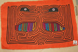 Kuna Indian Abstract Mola blouse panel, Folk Art, from San Blas Islands Panama. Hand stitched Panel Applique: Egret Bird Traditional Optical Illusion 17" x 11.25" (82B)