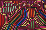 Kuna Indian Folk Art Mola Blouse Panel from San Blas Islands, Panama. Hand stitched Applique: Mirror Image Peace Dove Birds 16.5" x 12.75" (99B)