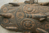 SOUTH PACIFIC OCEANIC ART HAND CARVED TRIBAL CLAN ANCESTRAL  POLYCHROME SPIRIT DANCE MASK WITH PIGMENTS BUSH TWINE USED DURING SECRET CEREMONIES &  INITIATIONS MINDIBIT VILLAGE MIDDLE  SEPIK PAPUA NEW GUINEA 12A10 COLLECTOR DESIGNER DECOR 24"x12"x 3.5"