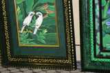 17.5 x 14.5”ORIGINAL DETAILED COLORFUL BALINESE PAINTING ON CANVAS RENOWN UBUD ARTIST RAINFOREST PARADISE WITH FOLIAGE BIRD OF PARADISE FLOWERS STARLING BIRDS FRAMED IN SIGNED CUSTOM FRAME HANDPAINTED TO MATCH ARTWORK DECORATOR DESIGNER ART DFBB55