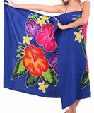 HIGH QUALITY HAND PAINTED TEXTILE FABRIC SARONG SIGNED BY THE ARTIST: DETAILED MOTIFS OF AQUATIC PLANTS & FISH 70" x 48" (no 27)
