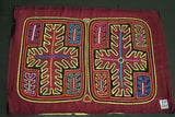 Kuna Indian Folk Art Mola Blouse Panel from San Blas, Panama. Hand stitched Reverse Applique: Abstract Fern Branch Motifs 17.75" x 12.25" (52C)