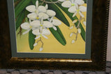SOLD 24 1/4 X 21 1/4" ORIGINAL DETAILED COLORFUL BALINESE PAINTING ON CANVAS BY RENOWN UBUD ARTIST Hand painted Custom Frame Original Canvas Signed Art Phalaenopsis Orchid DFBF0