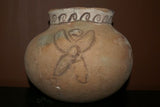 Rare 1980's Vintage Collectible Primitive Hand Crafted Vermasse Terracotta Pottery, Vessel from East Timor Island, Indonesia: 3D Raised Relief Gecko Motifs  & Decorative Geometrics colored with natural earthtone pigments 8.5" x 7" (25" Diameter) P38