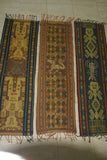 CHOICE OF Hand woven Sumba Hinggi Songket Ikat (56" X 13.5") Made with Handspun Cotton, Dyed with Natural Pigments Adorned with Animal Motifs Hand sewn with tiny Nassa Shells (SR14 AND/OR SR15) earthtones wall decor