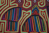 1980's Kuna Indian Abstract Mola blouse panel from San Blas Island, Panama. Hand stitched  Applique Folk Art: Native Catching Herons 17.25" x  13" (134A)