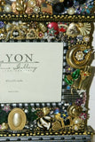HAND CRAFTED UNIQUE ECLECTIC ART PICTURE FRAME FOR PHOTOS LOTS OF ACCENT TRINKETS JEWELS COINS SIGNED BY ARTIST ONLY 1 MADE DESIGNER COLLECTIBLE