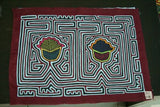 Kuna Indian Folk Art Mola Blouse Panel from  San Blas Islands, Panama. Hand-stitched Applique: Thistle Plant 17" x 12.5" (11B)