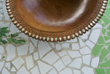 STUNNING 1 OF A KIND UNIQUE KWILA WOOD BOWL MUSEUM MASTERPIECE WITH MOTHER OF PEARL TEAR DROP INSERTS & DELICATE LACY INCISED BORDER BY RENOWNED TRIBAL SCULPTOR 12”X 12”X 3.5 TROBRIAND ISLANDS MELANESIA SOUTH PACIFIC DESIGNER COLLECTOR 2A178