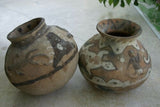 CHOICE OF 1 OR BOTH. 1980's Rare Hand Crafted Vermasse Terracotta Pottery Pot from East Timor Islands, Indonesia. CHOICE OF: Shapes Motif (P14) and/or Geckos Motif (P5) both approximately 8.5" x 7" (28" Diameter)