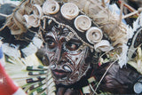 VERY RARE OLD POLYCHROME HAND CARVED MARAMBA ANCESTOR ORACLE SPIRIT MASK COLORED WITH NATURAL PIGMENTS COLLECTED ALONG SEPIK RIVER, PAPUA NEW GUINEA & ONCE USED BY MEDECINE MAN TO WARD AWAY DISEASE 3A14 DECORATOR DESIGNER COLLECTOR 25”x 8"x 5"