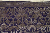 Old Superb Ceremonial Balinese hand woven textile Antique Brocade damask Wedding Songket. Deep Purple Embroidery with Metallic Gold Threads 47" x 22" (SG36) Collected in Klunkung Regency, Bali & belonging to Nobility royalty
