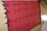 Bali Hand spun Hand woven Cotton Unique Thick Warm Ikat Textile with gorgeous Intricate Geometric Motifs Perfect: 3 tones of Hot Pink  80" x 45" Home décor Collector Designer Collection Great Buy elegant with fringes