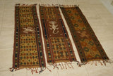 Hand woven INTRICATE Sumba Hinggi Songket Ikat Textile (54" x 14"). Made from Hand Spun Cotton Dyed with Natural Pigments. Intricate Geometric Designs & Animal Motifs Created with Tiny Hand sewn Nassa Shells. Choice between 3 pieces: SR16,17,18