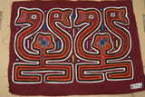 Kuna Indian Folk Art Mola blouse panel from San Blas Islands, Panama. Hand stitched Applique: Lyre Bird Oil Lamps 16" x  11.75"  (79A)