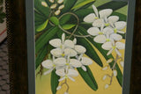SOLD 24 1/4 X 21 1/4" ORIGINAL DETAILED COLORFUL BALINESE PAINTING ON CANVAS BY RENOWN UBUD ARTIST Hand painted Custom Frame Original Canvas Signed Art Phalaenopsis Orchid DFBF0