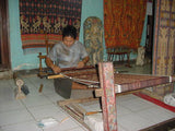 Old Burgundy Red Damask Embroidery Brocade Songket Sarung Textile Royal Sash Runner with Metallic Gold Threads belonging to Balinese Nobility royalty Hand woven with Handspun Silk in a beautiful pattern from Negara, Bali  32.5"x12" (SG48) 80yrs