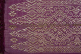 Old Ceremonial Balinese Textile Hand woven Burgundy Brocade Damask Songket Setagen Sabuk Dowry Belt with Metallic Gold Threads 58" x 6.5" (SG52) Collected in Klunkung Regency, Bali & belonging to Nobility royalty