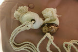 2 very large Banded Tun Tonna Sulcosa & Spotted Cowry Seashell Tassels, Pulls, Oceanic Art, South Pacific Home Decor Accent, Handcrafted Unique perfect for Designer Decorator Shell Collector Beach Lover Vacation Feel Pool Cabana