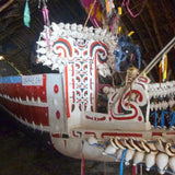 EXTREMELY RARE SOUTH PACIFIC  OCEANIC ART  PROW BOARD TABUYA WAVE SPLITTER FROM SEAFARING CANOE, TROBRIAND ISLANDS MELANESIA PNG. HAND CARVED WOOD CIRCA 1950 SUCH ARE SEEN IN MUSEUMS DISPLAYING ARTIFACTS FROM REMOTE  CULTURES DESIGNER  COLLECTOR TAB12
