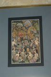 TRADITIONAL BALINESE MINIATURE INK PAINTING BY KNOWN PENGOSEKAN ARTIST TOPENG MASK MONKEY DANCE UBUD ART WITH MINUTE INTENSE DETAIL PROFESSIONALLY FRAMED IN HAND PAINTED FRAME WITH 3 MATS, DFBT17 BALI ART DESIGNER DECORATOR COLLECTOR WALL DECOR