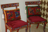 Kuna Indian Abstract Mola Textile blouse panel Applique Art, from San Blas Islands Panama. Hand Stitched with Tiny Stitches: Parrots & Coconut Palms Size: 15" x 13" (55A)