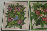 GIGANTIC 44”x 31” ORIGINAL DETAILED COLORFUL BALINESE PAINTING ON CANVAS BY RENOWN UBUD ARTIST RAINFOREST WITH FOLIAGE TROPICAL BIRDS PARROT BIRD OF PARADISE PLANTS HIBISCUS FRAMED IN HAND PAINTED CUSTOM FRAME DFBB9 DESIGNER ARTWORK MASTERPIECE WALL ART