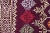 Old Handwoven Brocade Damask  Female Sari Wedding Songket Sarong Hand Embroidered Cloth Textile Art, Multi-colored with Metallic Gold Threads  48" x 20" (SG9) COLLECTED IN NEGARA, INDONESIA & belonging to Nobility royalty