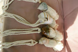 4 Varied Seashell Tassels Curtain Holdbacks: Trochus Cowry Tree Snail and Tun Shells Oceanic Art, South Pacific Home Decor Accent, Handcrafted Unique perfect for Designer Decorator Shell Collector Stunning Beach Lover Pool Cabana Look