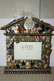 HAND CRAFTED UNIQUE ECLECTIC ART PICTURE FRAME FOR PHOTOS LOTS OF ACCENT TRINKETS JEWELS COINS SIGNED BY ARTIST ONLY 1 MADE DESIGNER COLLECTIBLE