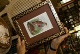 19th Century Partridge ANTIQUE AUTHENTIC 1897 ORIGINAL PRINT from LLOYD'S NATURAL HISTORY BY BOWDLER SHARPE EDWARD LLOYD LIMITED, MATTED AND FRAMED PROFESSIONALLY IN UNIQUE HAND PAINTED FRAME SIGNED BY ARTIST.