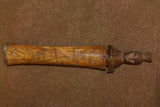 Old Unique Timorese Buffalo Bone Scrimshaw Hand Etched Lime Container, Ethnic Tribal  Flute Tube, Totem Effigy Motif with Hand Carved Wood Stopper Representing an Ancestor Face for Protection Against Evil, & used during the betel nut-lime habit. BN55