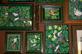 GIGANTIC 31”x 25” ORIGINAL DETAILED COLORFUL  BALINESE PAINTING ON CANVAS BY RENOWN UBUD ARTIST RAINFOREST PARADISE WITH FOLIAGE HIBISCUS FLOWERS STARLING BIRDS FRAMED IN CUSTOM FRAME HAND PAINTED TO MATCH DFBB39 DESIGNER COLLECTOR MASTERPIECE