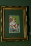 EPHEMERA AMERICANA WHIMSICAL ART: 1880 FRAMED VICTORIAN TRADE CARD: DR JAYNES TONIC VERMIFUGE, 'My Mamma!' MARLOW. SWEET MOTHER & DAUGHTER LOVE (DFPO1D) HAND PAINTED FRAME BY ARTIST DESIGNER COLLECTOR COLLECTIBLE DELIGHTFUL WALL DÉCOR